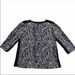 J. Crew Navy Embroidered 3/4 Sleeve Top Size Medium